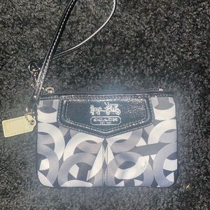 Very nice Coach black and white monogram wristlet